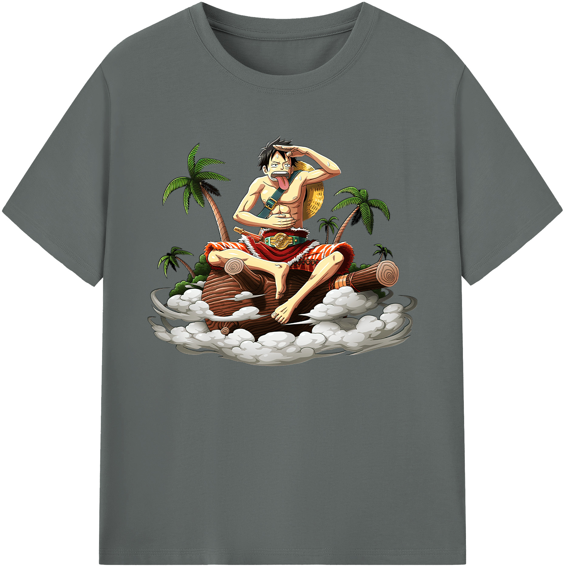 ワンピース モンキー・D・ルフィ ONE PIECE Monkey D. Luffy 綿100％ メンズ半袖Tシャツ｜肌触りやわらか＆通気性